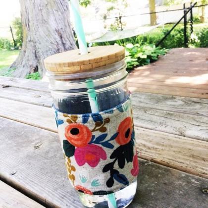 Bamboo Snap-on Mason Jar Lid With Straw Hole And..